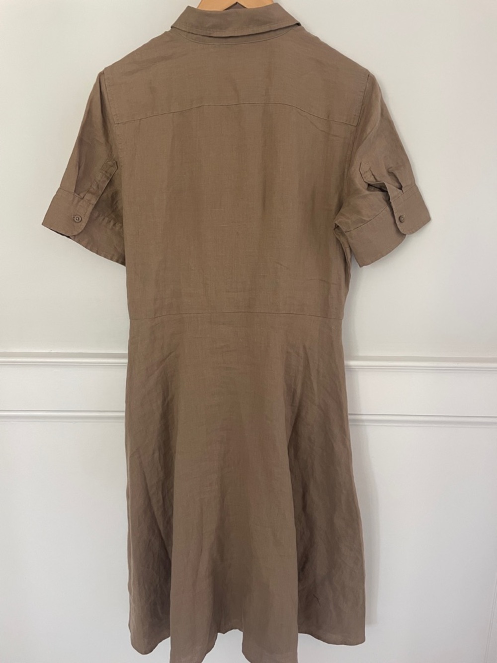 Ralph Lauren Linen Tie-Front Brown/Tan Shirt Dress - Picture 9 of 10